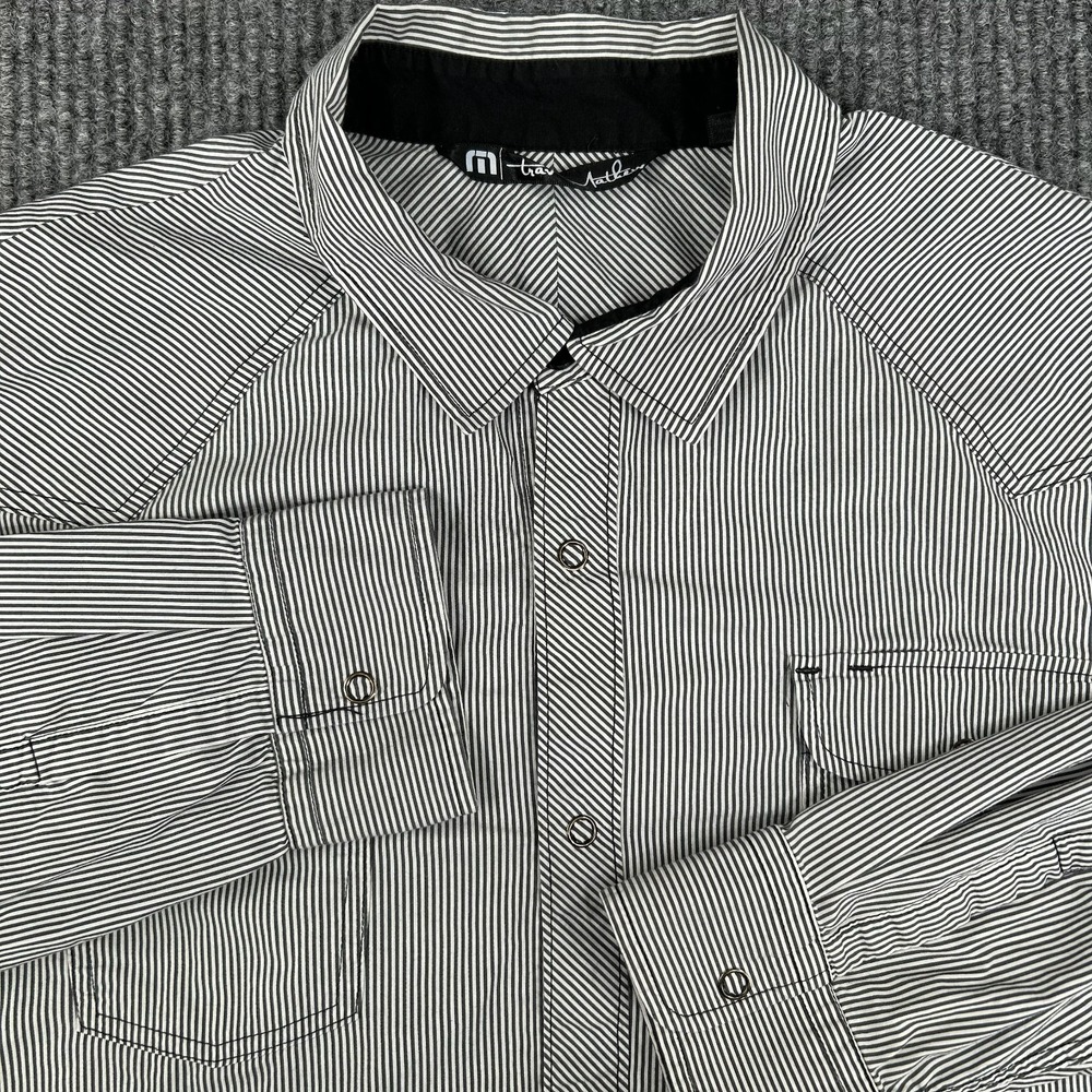 Travis Mathew Mens Long Sleeve Button Up Shirt XL Western Style Striped